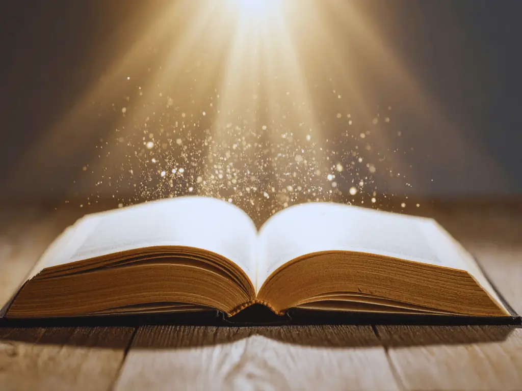 open Bible with light shining on the pages representing the question what is the truth and finding biblical answers"